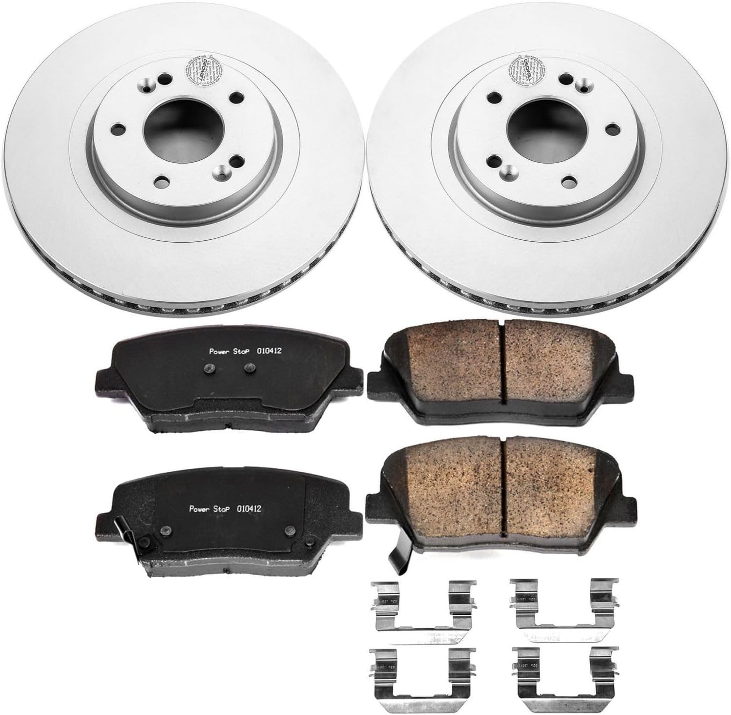 PowerStop Front Brake Kit for Hyundai Santa Fe Sport 2013-18 | Kia Sorento 2014-20 - Fully-Coated Disc Rotors with Z17 Ceramic Brake Pads Replacement, CRK7064