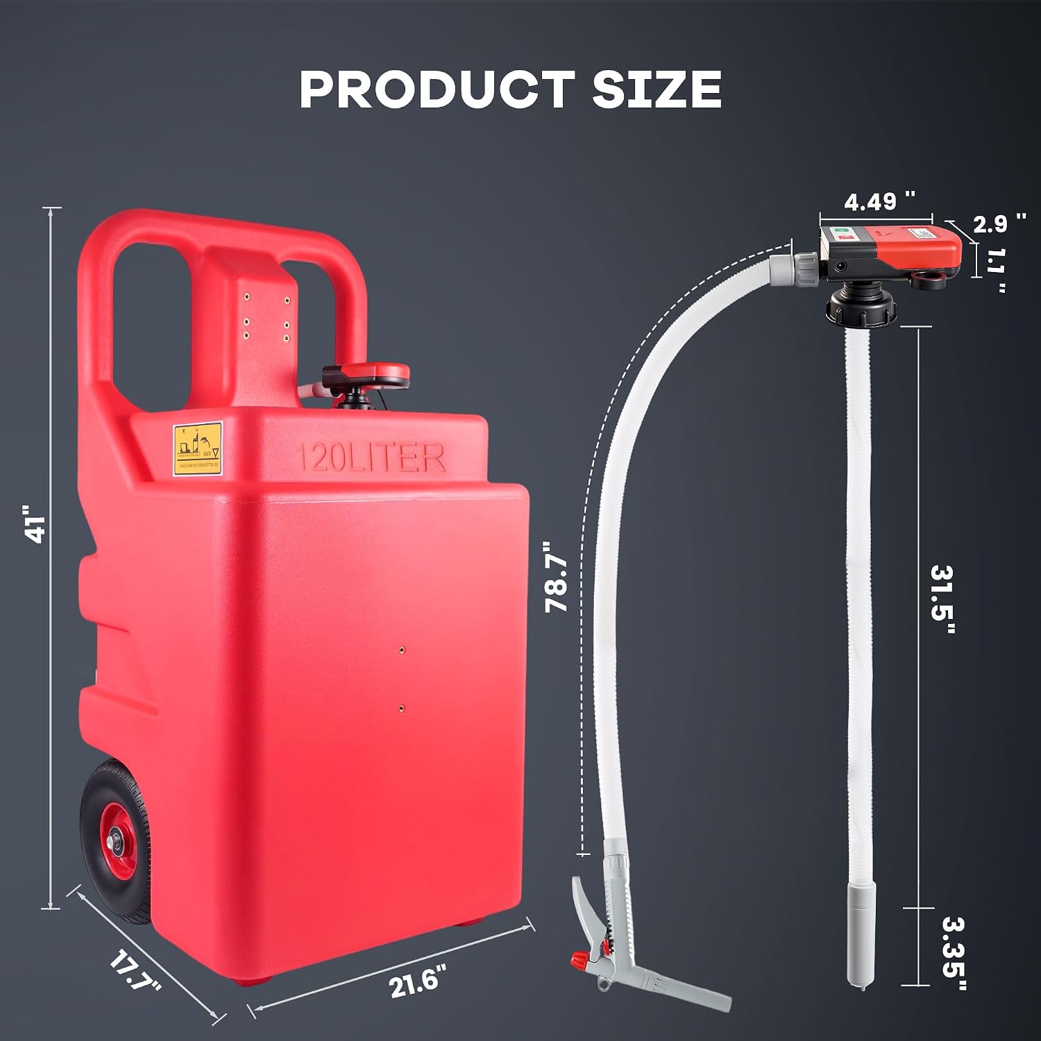 32 Gallon Fuel Transfer Caddy 2 Pack, 120L Gas Caddy with AA Battery Powered Pump for Gasoline Diesel, PE Diesel Transfer Tank, Manual Fueling Nozzle, for Easy Fuel Transportation (Pack of 2)