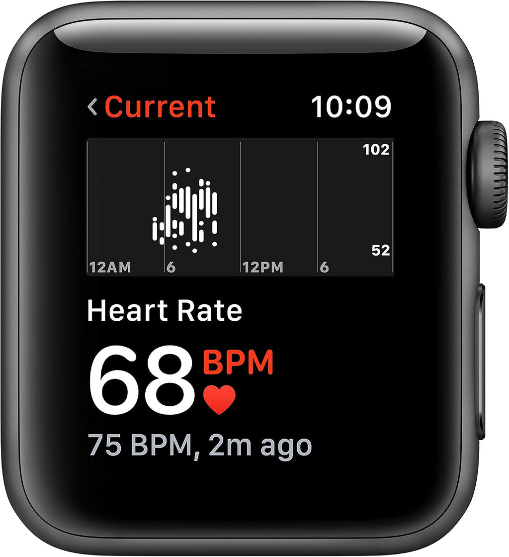 Apple Watch Series 3 [GPS 38mm] Smart Watch w/Space Gray Aluminum Case & Black Sport Band. Fitness & Activity Tracker, Heart Rate Monitor, Retina Display, Water Resistant