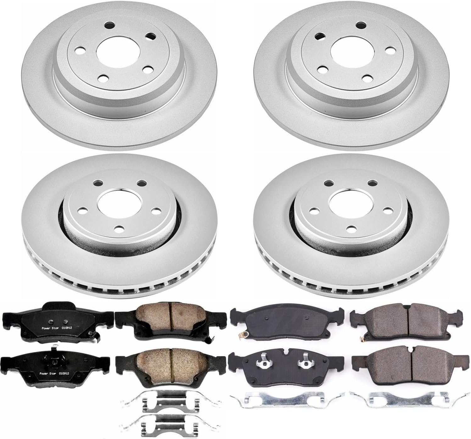 PowerStop Front and Rear Brake Kit for Jeep Grand Cherokee 2017-20 - Fully-Coated Disc Rotors with Z17 Ceramic Brake Pads Replacement, CRK7413