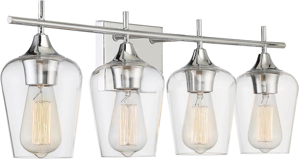 Savoy House 8-4030-4-11 Octave Bohemian Clear Glass Bathroom Vanity Wall Light, 4-Light 240 Total Watts, 10' H x 29' W, Polished Chrome