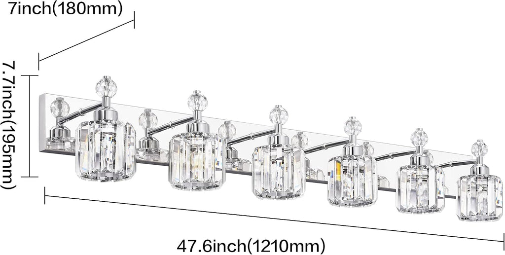 PRESDE Crystal 6 Light Bathroom Vanity Lights Chrom Bathroom Lights Fixtures Over Mirror Modern Bedroom Hallway