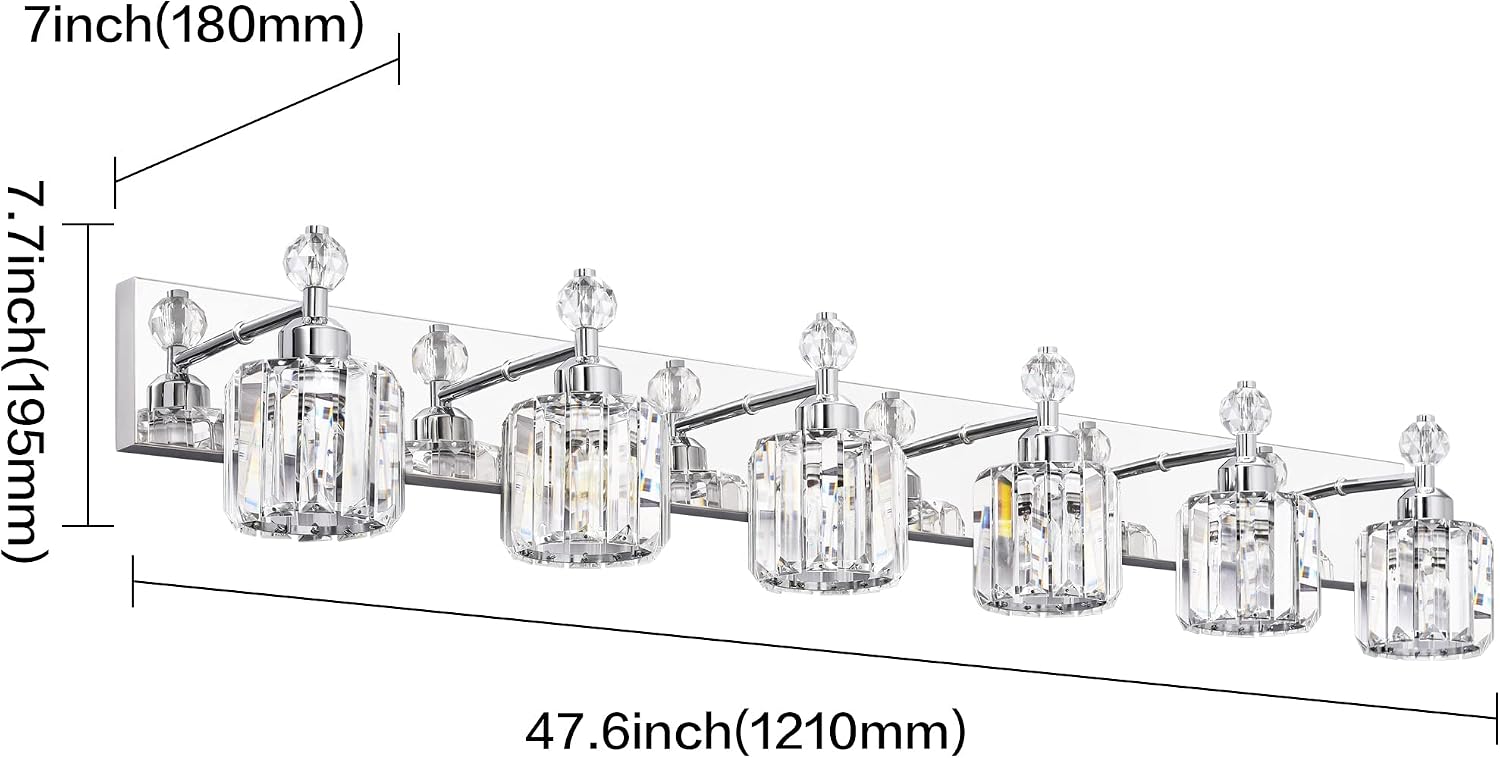 PRESDE Crystal 6 Light Bathroom Vanity Lights Chrom Bathroom Lights Fixtures Over Mirror Modern Bedroom Hallway