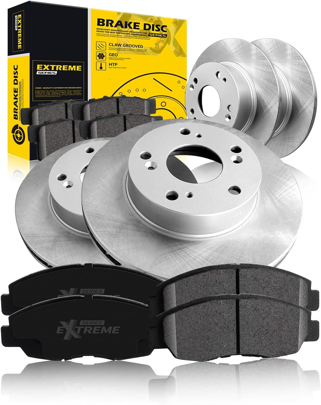 TOVASTY Front and Rear Brake Kit Compatible with Honda Civic 2006-2011 Semi-Coated Brake Rotors and Carbon Ceramic Brakes Pads