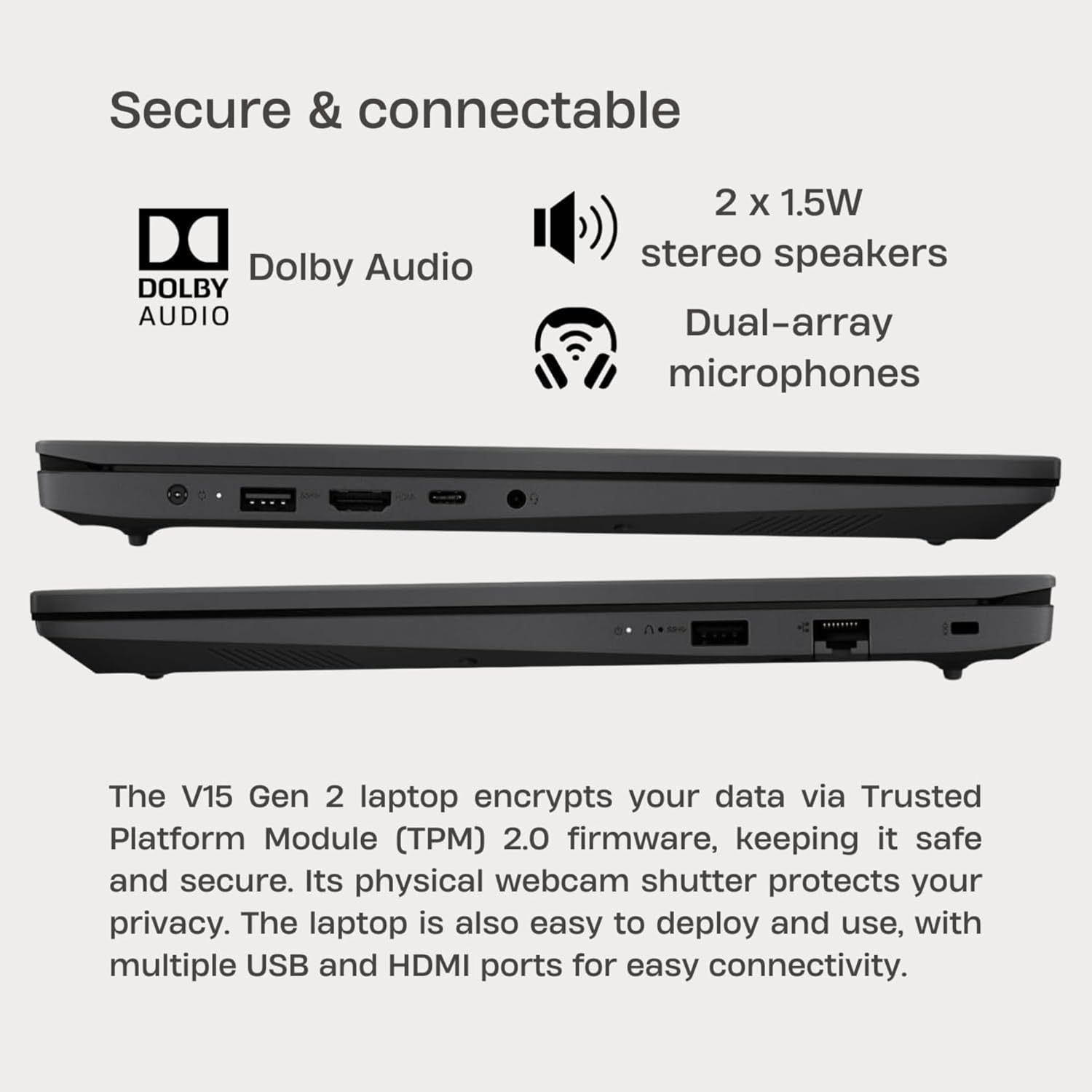 Lenovo V15 AI-Powered Business Laptop • Copilot Ready • 32GB RAM • 1TB PCIe SSD • 15.6 FHD Display w/Low-Blue Light • HDMI • Long Battery Life • Ethernet Port • Intel Processor • Win 11 Pro