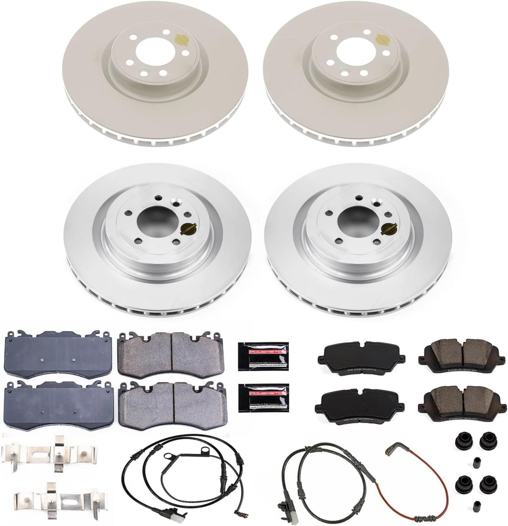 PowerStop Front and Rear Brake Kit for Land Rover Range Rover 2013-18 | Land Rover Range Rover Sport 2014-17 - Fully-Coated Disc Rotors with Z23 Carbon-Fiber Ceramic Brake Pads Upgrade, CRK7101