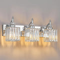 Modern Bathroom Vanity Light 3-Light Chrome Crystal Light Fixtures Over Mirror for Bathroom Wall Sconce
