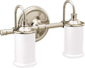 Moen YB6462NL Belfield 2-Light Dual-Mount Bath Bathroom Vanity Fixture with Frosted Glass, Polished Nickel