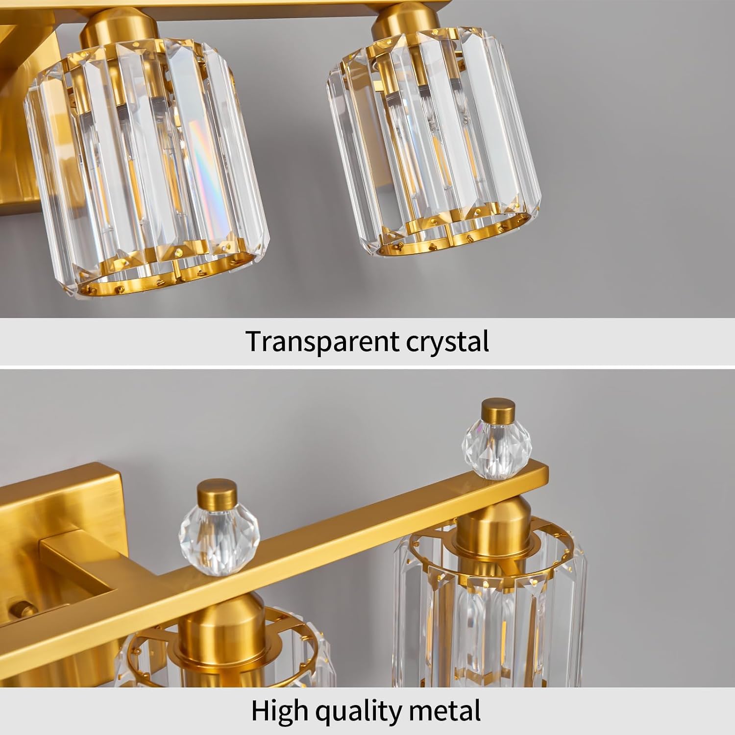 Bathroom Vanity Lights 4-Light Gold Modern Crystal Vanity Light Fixtures Over Mirror Crystal Bathroom Vanity Lighting Fixtures