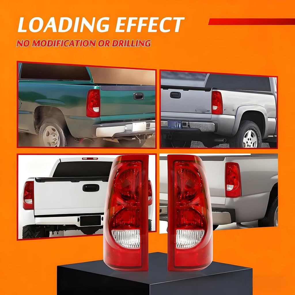 Headlights and Tail Lights Assembly Set For 2003 2004 2005 2006 Chevy Silverado 1500 2500 3500& HD Pickup/For 2007 Chevy Silverado Classic Truck Replacement Bumper Headlamps&Rear Brake Lamps(LH&RH)