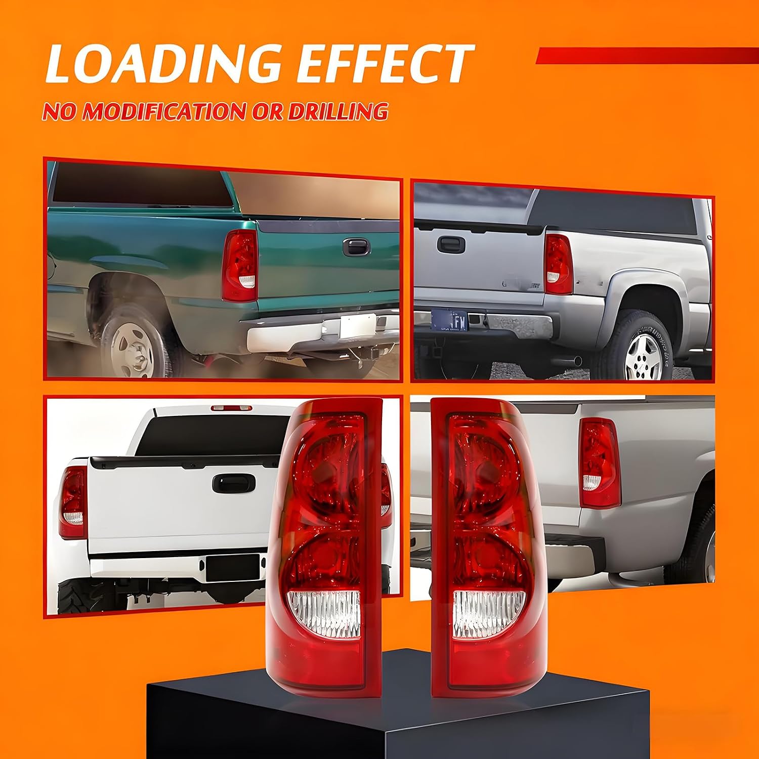 Headlights and Tail Lights Assembly Set For 2003 2004 2005 2006 Chevy Silverado 1500 2500 3500& HD Pickup/For 2007 Chevy Silverado Classic Truck Replacement Bumper Headlamps&Rear Brake Lamps(LH&RH)