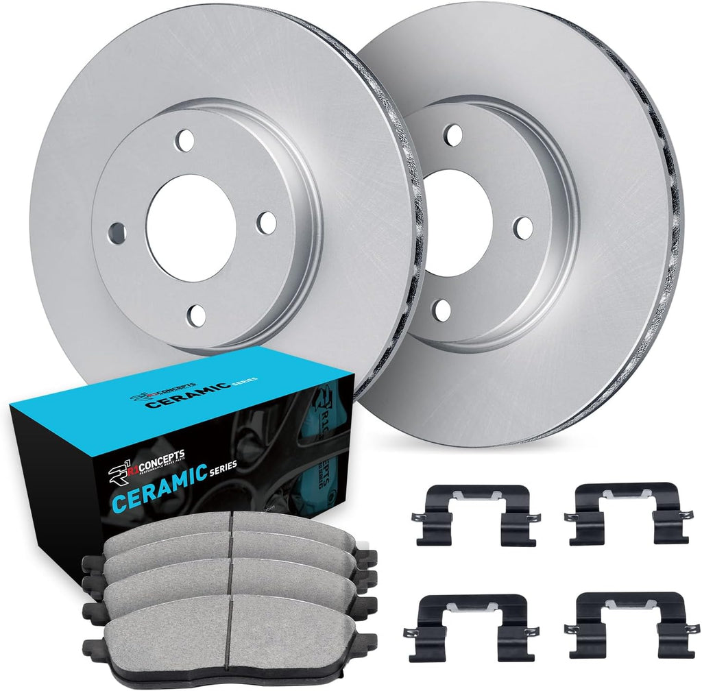 R1 Concepts Front Brakes and Rotors| Hardware Included| Front Ceramic Brake Pads and Rotors Kit| Fits 2011-2019 Ford Fiesta