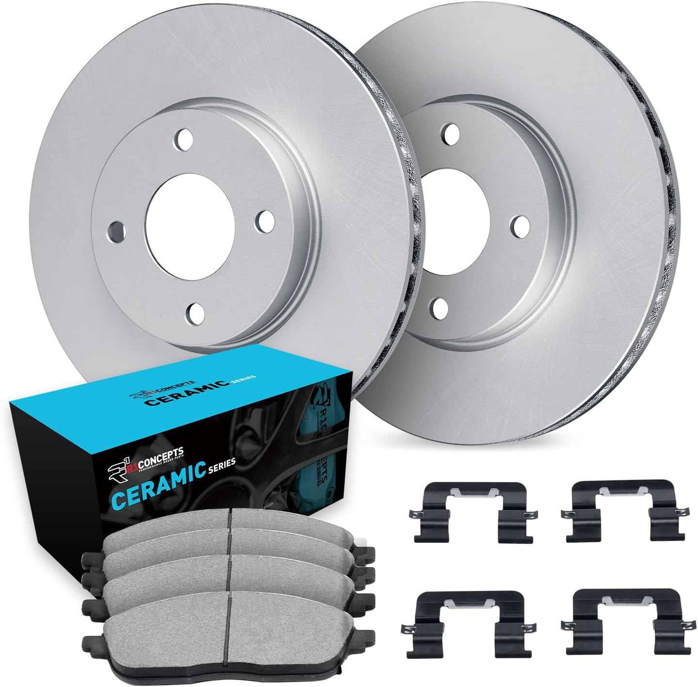 R1 Concepts Front Brakes and Rotors| Hardware Included| Front Ceramic Brake Pads and Rotors Kit| Fits 2011-2019 Ford Fiesta