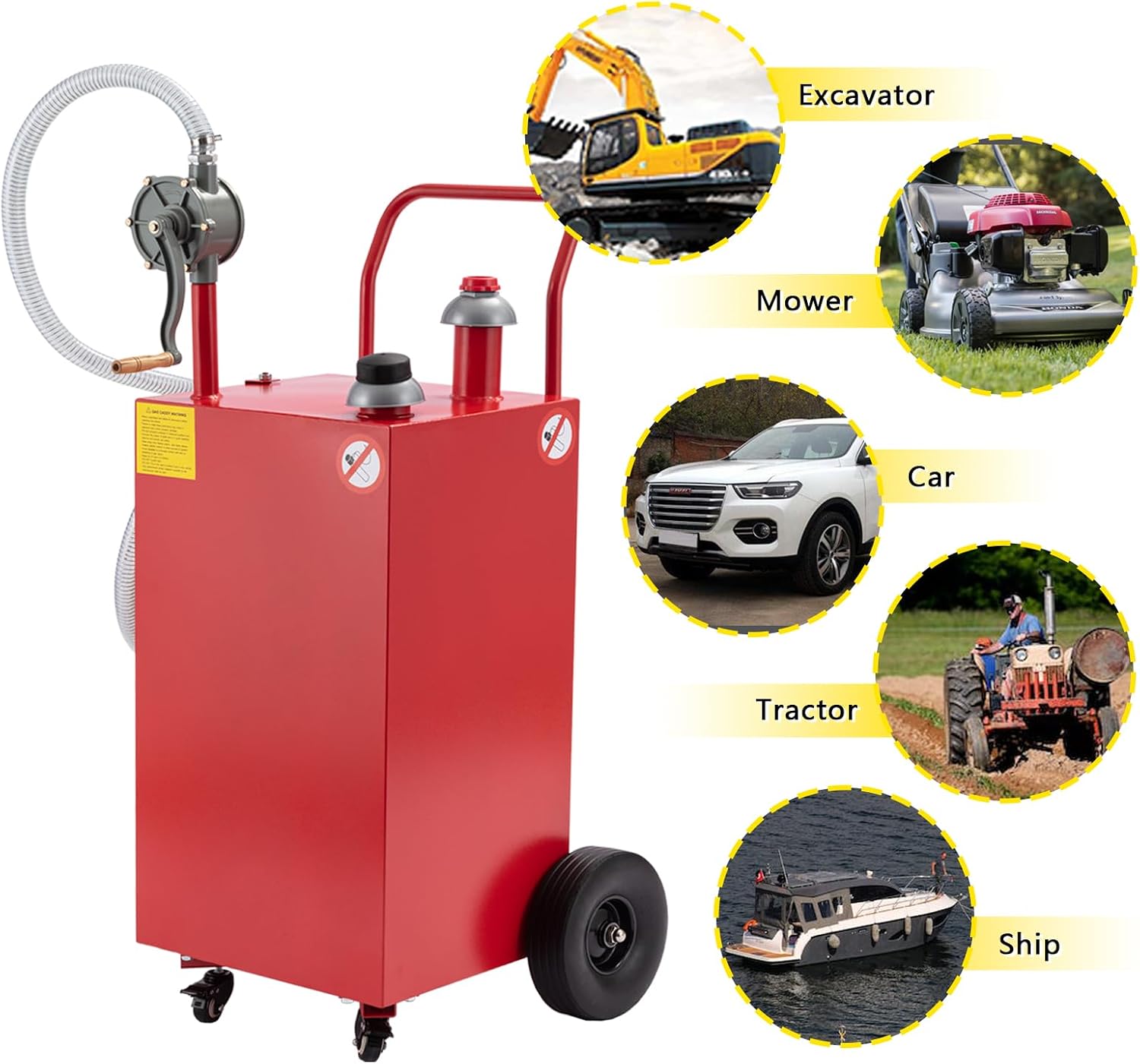 35 Gallon Gas Caddy Fuel Storage Tank, Large Container Diesel Can with Pump for ATV Cars, Boats, Lawn Mowers, Tractors