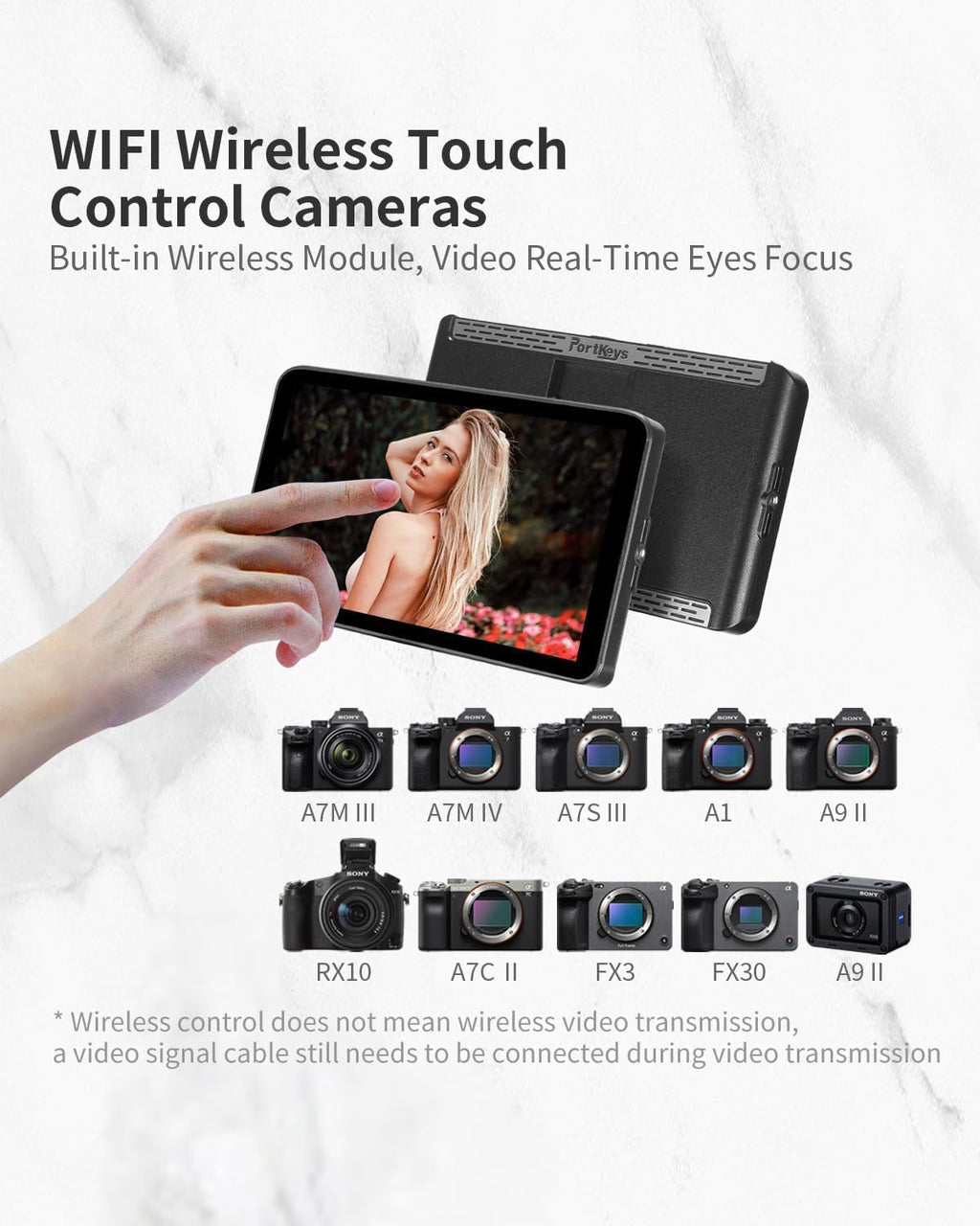 Portkeys LH7P 7'' Camera Field Monitor Wireless Control for A1/A9II/A7SIII/A7CII/FX3/FX30/ZV-E10/RX10/A7MIV/A7RIV/A7RV/RX0/A7MIII, R5/6(Mark II)/7/8, Z8/Z9, BS1H/BGH1, BMPCC 4K/6K(Pro), BS1H/BGH1, etc
