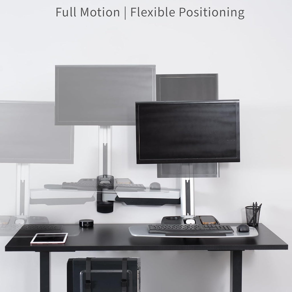 VIVO Single Monitor and Keyboard Counterbalance Sit-Stand Wall Mount, Ergonomic Standing Transition Workstation STAND-SIT1W