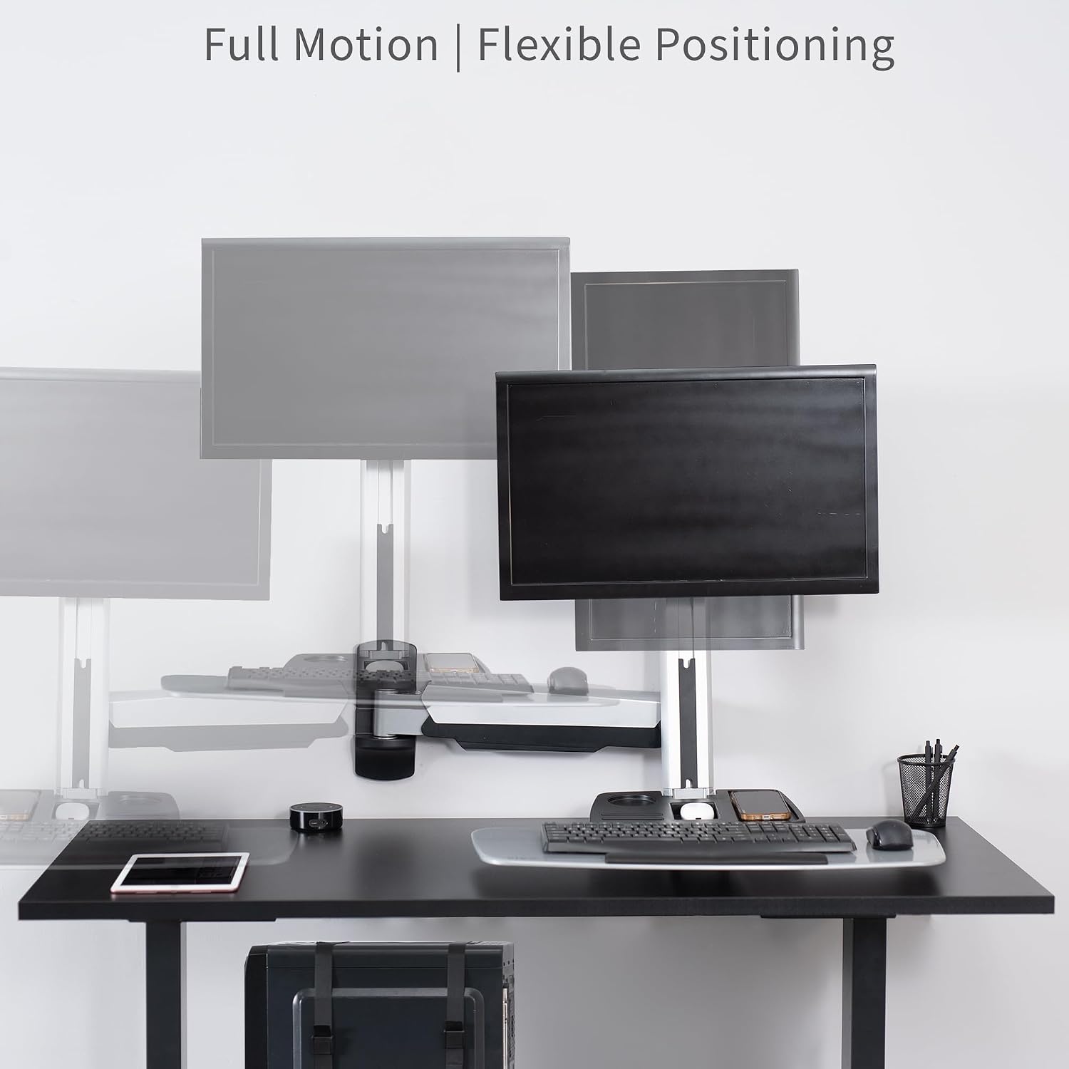 VIVO Single Monitor and Keyboard Counterbalance Sit-Stand Wall Mount, Ergonomic Standing Transition Workstation STAND-SIT1W