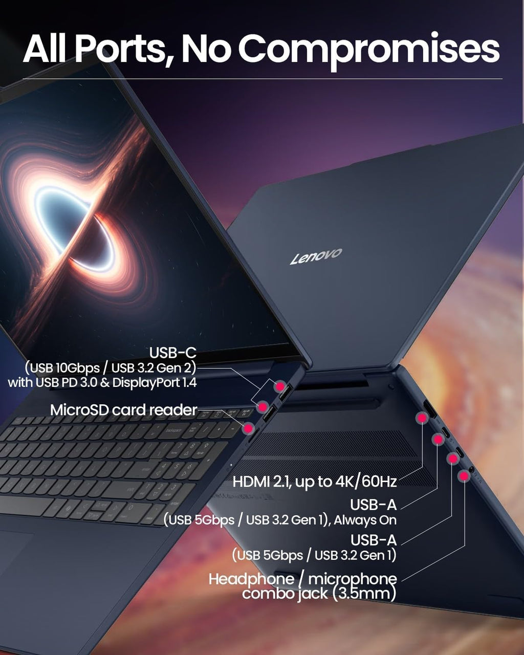 Lenovo IdeaPad Copilot+ Business Laptop - 16' FHD+ Touchscreen - AMD Ryzen AI 7 350(Beat Core 7 150U) - 50 TOPS NPU - Facial Login IR Cam - Backlit KB -Win 11 Pro-Redragon Bundle (64GB DDR5 | 2TB SSD)