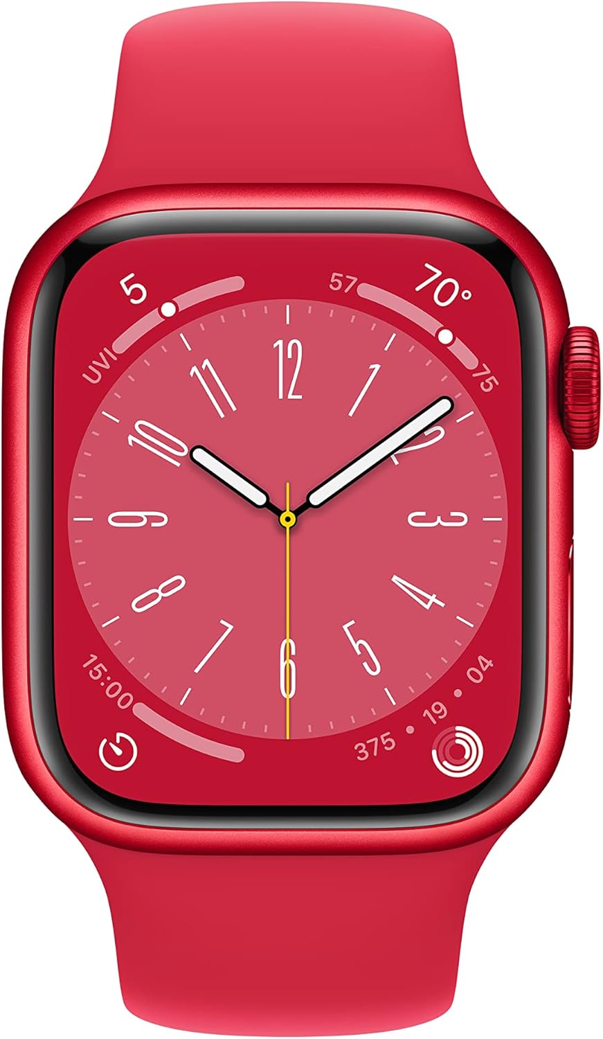 Apple Watch Series 8 (GPS, 41MM) - (Product) RED Aluminum Case with (Product) RED Sport Band S/M (Renewed Premium)