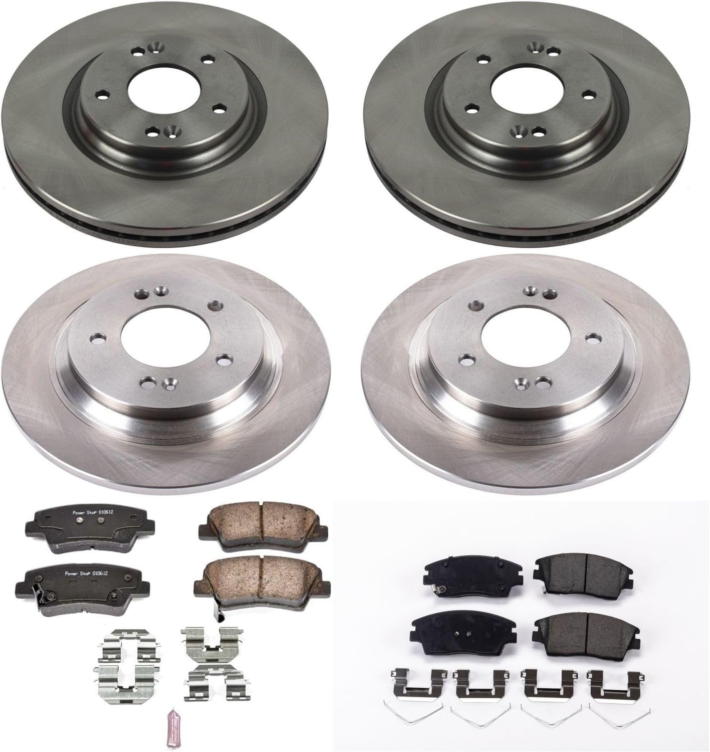 PowerStop Front and Rear Brake Kit for Hyundai Elantra GT 2018-20 | Kia Forte 2022-23 - Z17 Ceramic Brake Pads & Disc Rotors Replacement, KOE8284