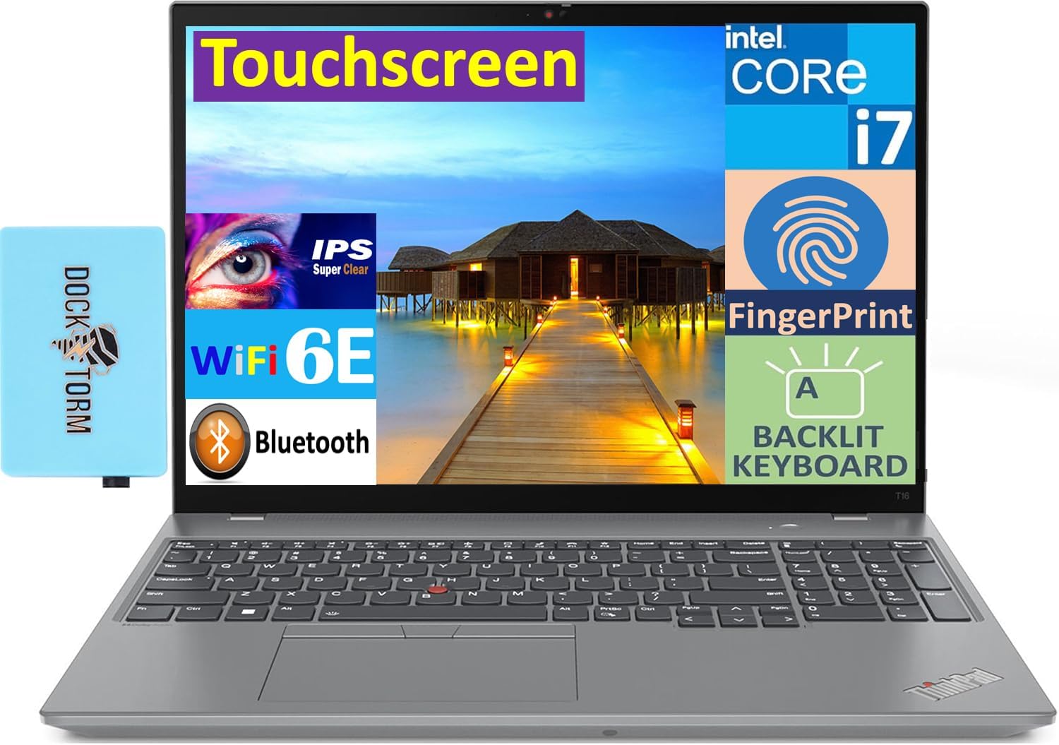 Lenovo ThinkPad T16 Gen 2 Business Laptop 16.0' Touchscreen IPS FHD+ Display (Intel i7-1355U, 32GB DDR5, 1TB SSD, Backlit, Fingerprint, FHD Webcam, 2 Thunderbolt 4, Win11Pro) w/DKZ USB Port Expander