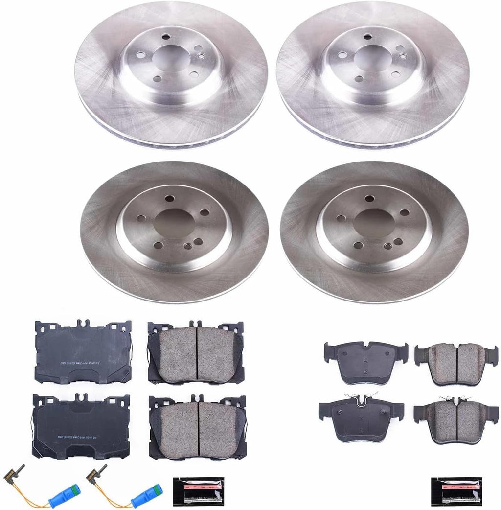 PowerStop Front and Rear Brake Kit for Mercedes-Benz C43 AMG 2017-23 |C450 AMG 2016 |GLC300 2016-22 |GLC350e 2018-20 |GLC43 AMG 2017-23 - Z17 Ceramic Brake Pads & Disc Rotors Replacement, KOE7988