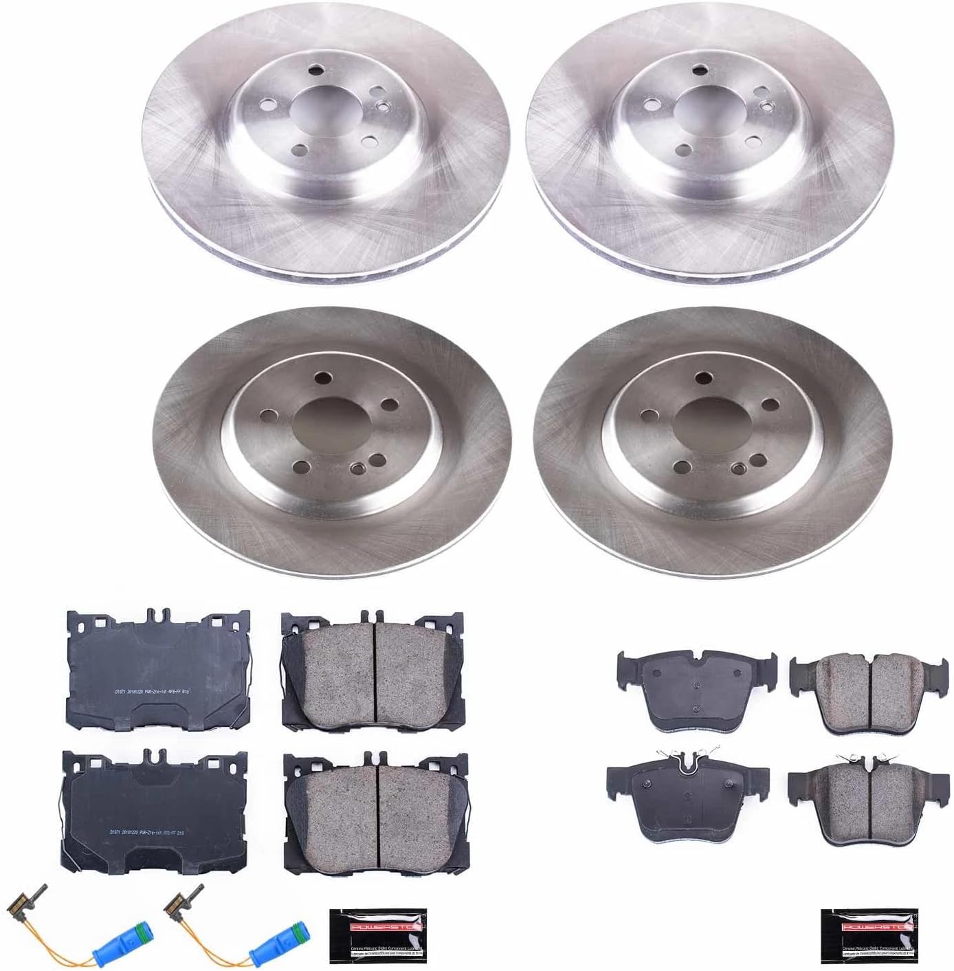 PowerStop Front and Rear Brake Kit for Mercedes-Benz C43 AMG 2017-23 |C450 AMG 2016 |GLC300 2016-22 |GLC350e 2018-20 |GLC43 AMG 2017-23 - Z17 Ceramic Brake Pads & Disc Rotors Replacement, KOE7988