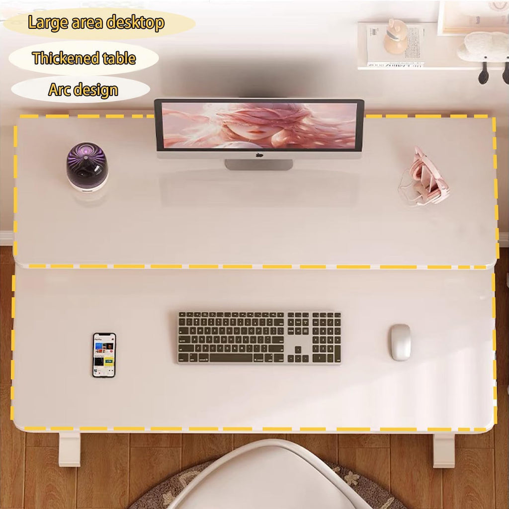 39.4 Inch Compact Rolling Computer Desk with Tier Worktable & Lockable Wheels, Small Computer Desk, Small Desk for Bedroom, Mobile Writing Workstation Easy Assembly for Home Office Small Spaces