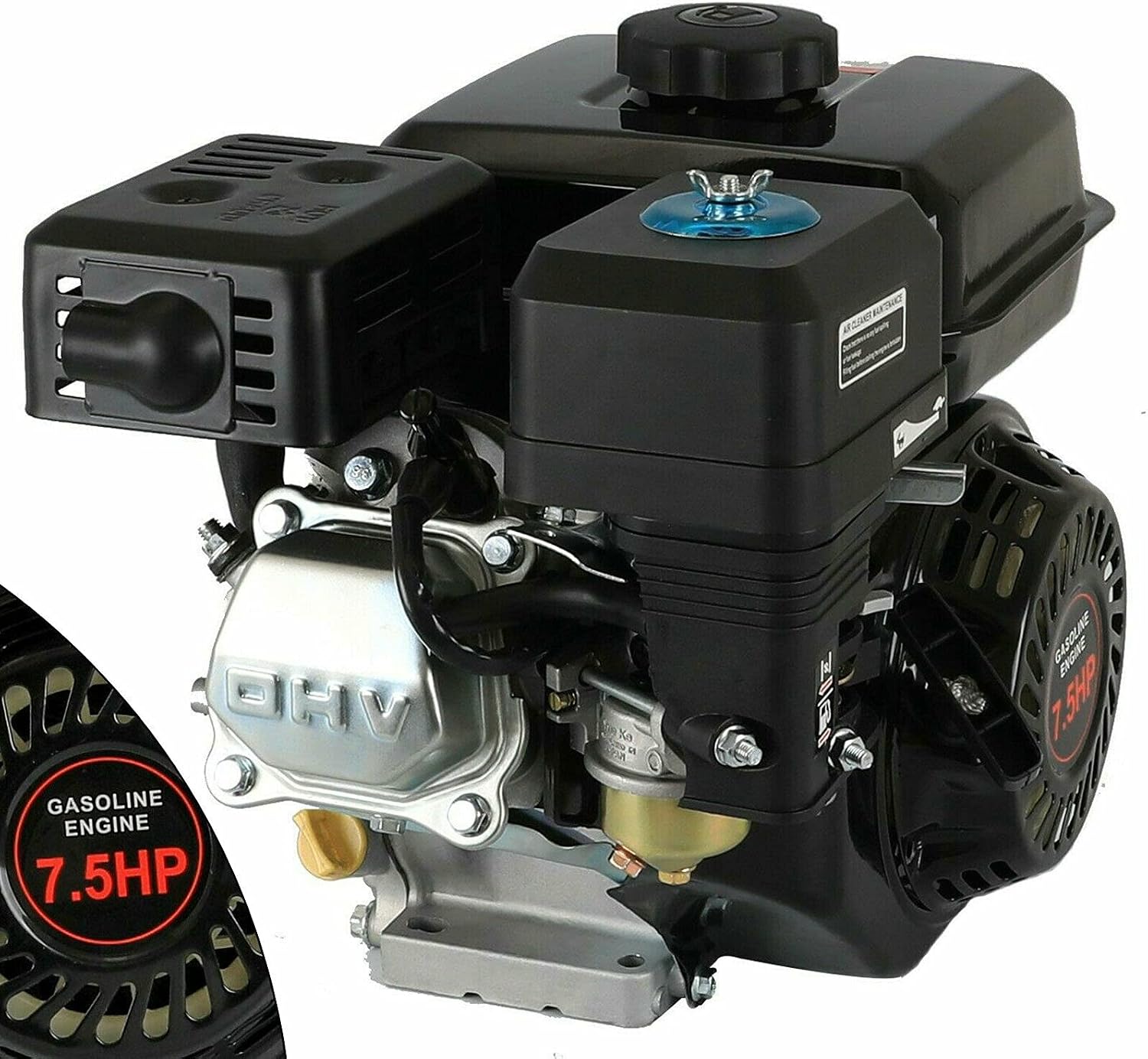 4-Stroke Gas Engine Motor GX160 Motor Replacement 7.5HP 210CC Pull Start Air Cooled Single Cylinder Gas Engine Suitable for Honda GX160 Ideal for Compressor Lawnmower Pump Generator Go Kart Engine
