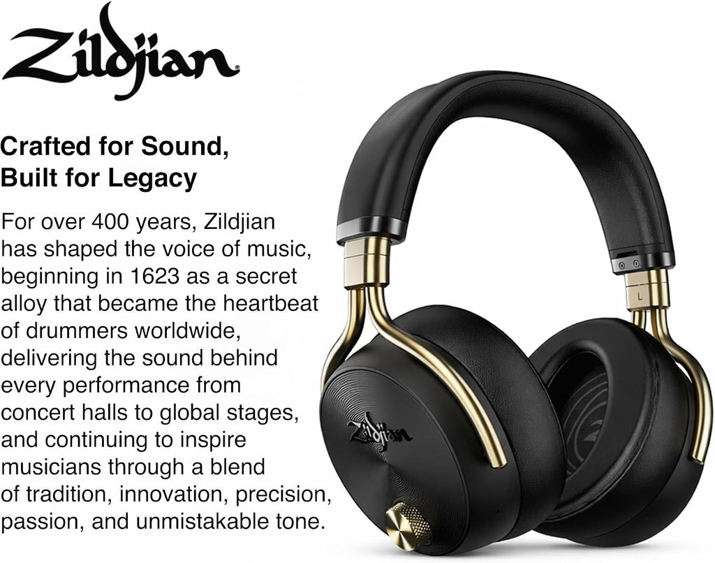 Zildjian ALCHEM-E Perfect Tune Headphones - Black Bundle with Carrying Case, Stand, and Austin Bazaar Polishing Cloth
