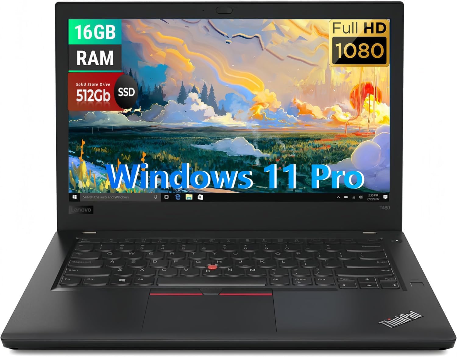 Lenovo ThinkPad T480 Laptop, Windows 11 Pro Business Notebook, 14' FHD (1920 x 1080), Intel Core i7-8650, 16GB DDR4 RAM, 512GB SSD, CAM (Renewed)
