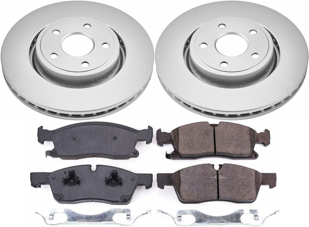 PowerStop Front Brake Kit for Dodge Durango 2021-24 |Jeep Grand Cherokee 2016-21 |Grand Cherokee WK 2022 - Fully-Coated Disc Rotors with Z17 Ceramic Brake Pads Replacement, CRK7133