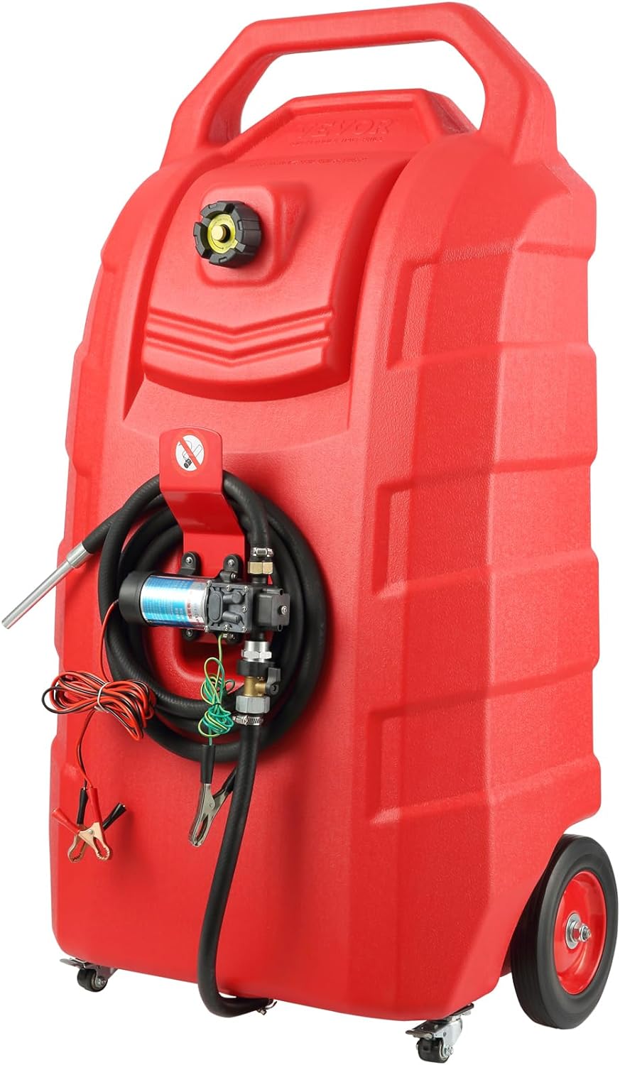 VEVOR Fuel Caddy, 32 Gallon, Fuel Transfer Caddy Tank On-Wheels, with 12V DC Transfer Pump, Gasoline Diesel Fuel Caddy with 8.2 ft Hose, Flow Rate 7L/min, for Trucks, Boats, Lawn Mowers