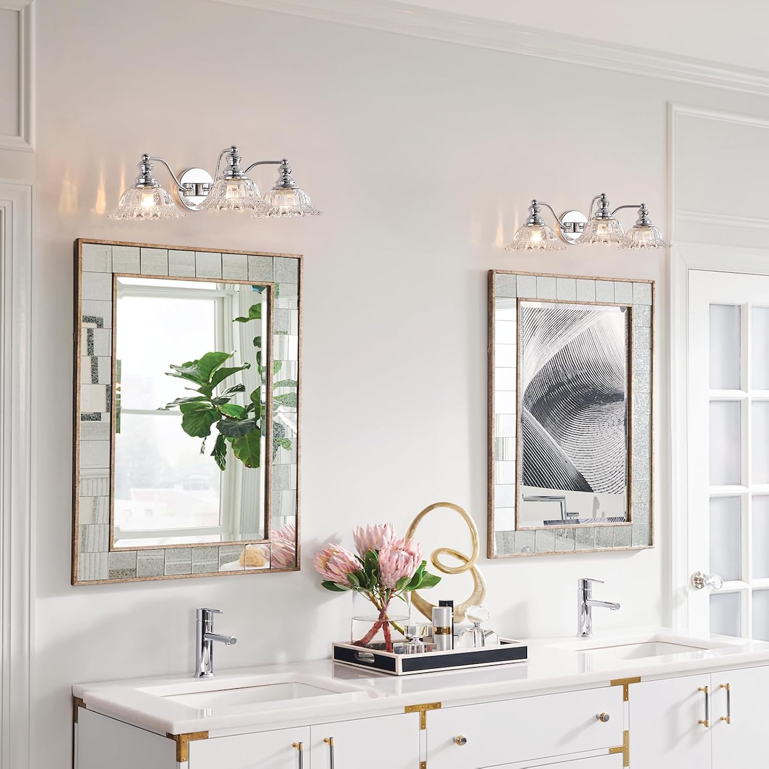 XIEDUN Chrome Vanity Light 3 Light Bathroom Lights Vanity Lights for Bathroom Bathroom Light Fixtures