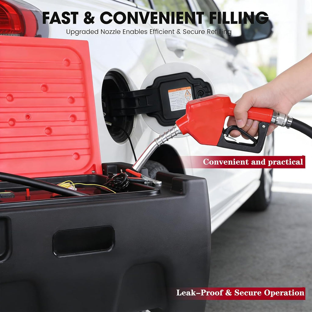 40 Gallon Fuel Caddy, Portable Gas Storage Fuel Tank with 12GPM Fuel Transfer Pump& 2 Wheels, Gasoline Diesel Fuel Container for Cars, ATVs, Boats, Lawn Mowers, Red