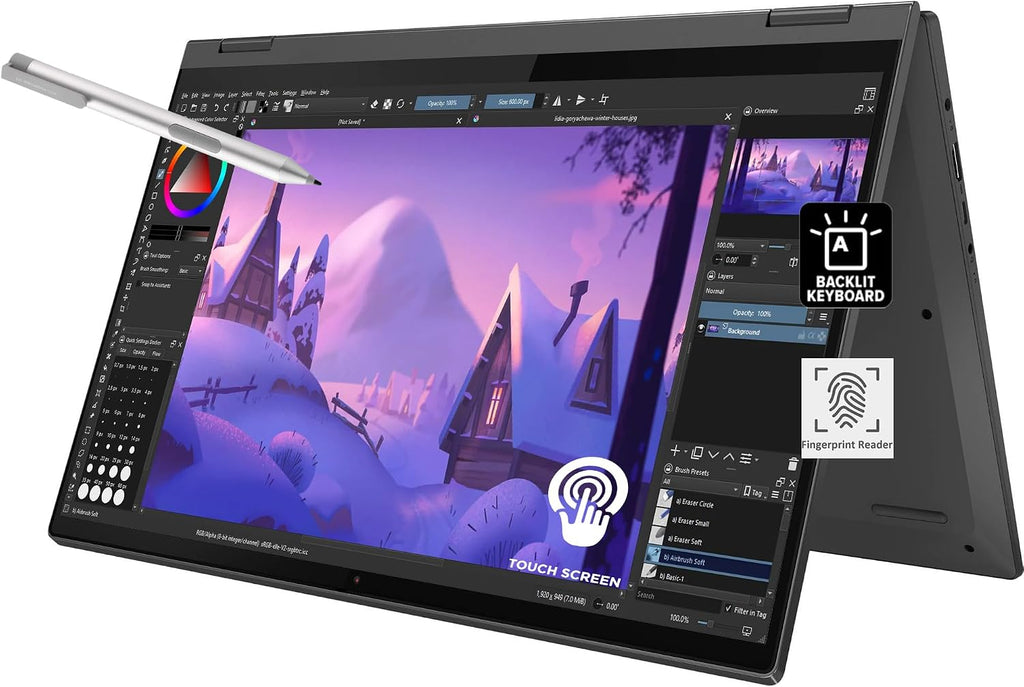 Lenovo IdeaPad Flex 5 5i 2-in-1 Laptop (15.6' FHD Touchscreen, Intel Core i7-1165G7, 16GB RAM, 1TB SSD, IST Active Stylus), Convertible, Fingerprint, Backlit KB, Wi-Fi 6, Webcam, Win 11 Home, Gray