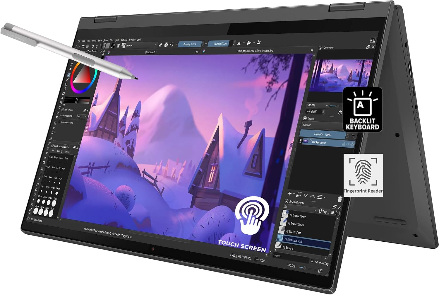 Lenovo IdeaPad Flex 5 5i 2-in-1 Laptop (15.6' FHD Touchscreen, Intel Core i7-1165G7, 16GB RAM, 1TB SSD, IST Active Stylus), Convertible, Fingerprint, Backlit KB, Wi-Fi 6, Webcam, Win 11 Home, Gray