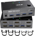 USB3.0 KVM Switch HDMI Dual Monitor,USB HDMI Extended Display Switcher for 2 Computers 2 Monitors and 4 USB 3.0 Ports