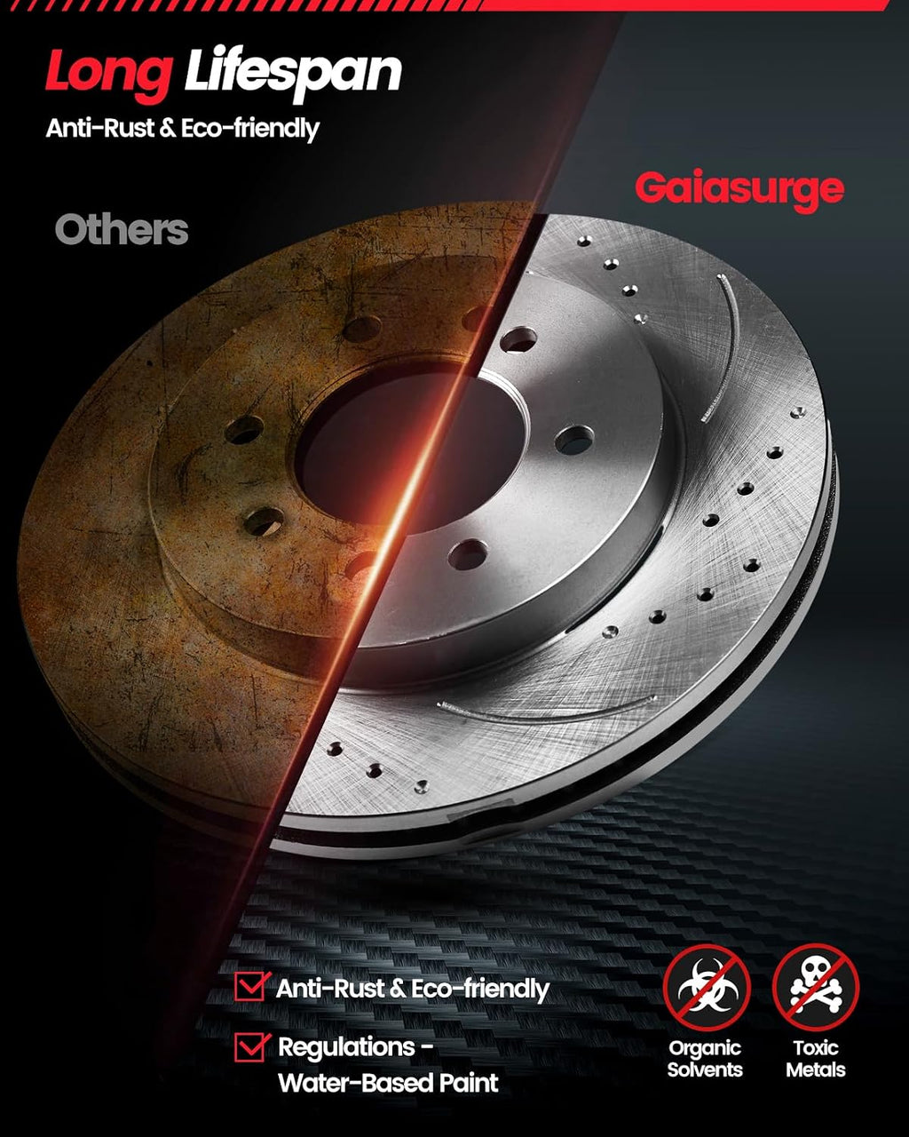 Front Automotive Replacement Brake Kit, Drilled Slotted Rotors Kit Compatible with 2005-2018 Chevy Silverado 1500, 2007-2019 Chevy Tahoe|Premium OE Brake Rotors and Brake Pads|329.9mm(13in)