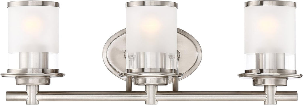 DESIGNERS FOUNTAIN 3-Light Essence Bathroom Vanity Lights Fixture, 23.25 Inch Wall Mount Sconce for Bedroom or Over Mirror, Satin Platinum, 6693-SP