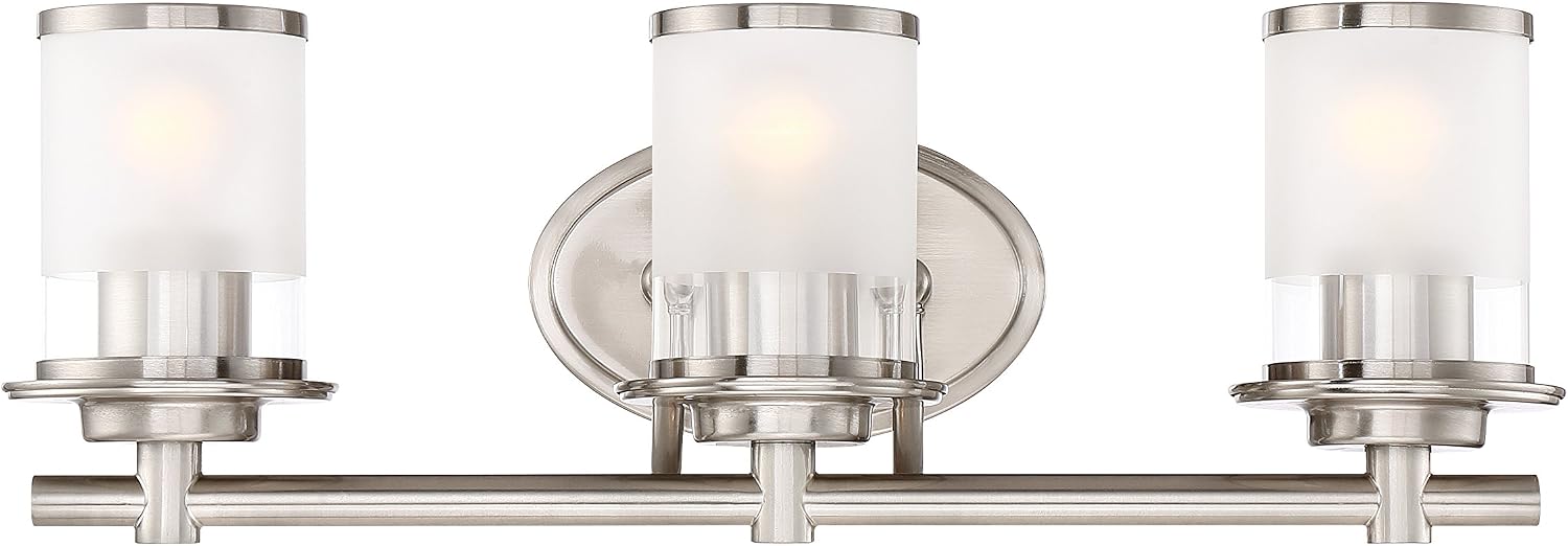 DESIGNERS FOUNTAIN 3-Light Essence Bathroom Vanity Lights Fixture, 23.25 Inch Wall Mount Sconce for Bedroom or Over Mirror, Satin Platinum, 6693-SP