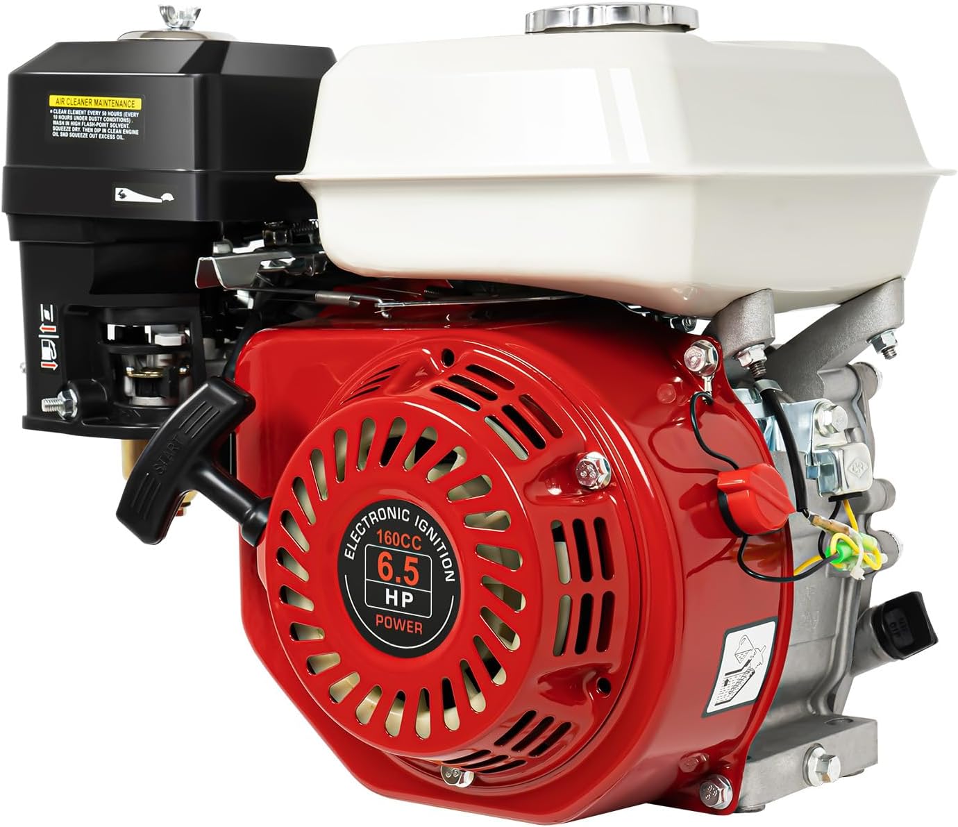 6.5HP 4 Stroke Air Cooled Gas Engine, 160cc Pull Start Gasoline Engine Motor, OHV Replaces for Honda GX160 Go Kart for Compressor Scarifier Lawnmower Pump Generator 20mm (4.8kw)