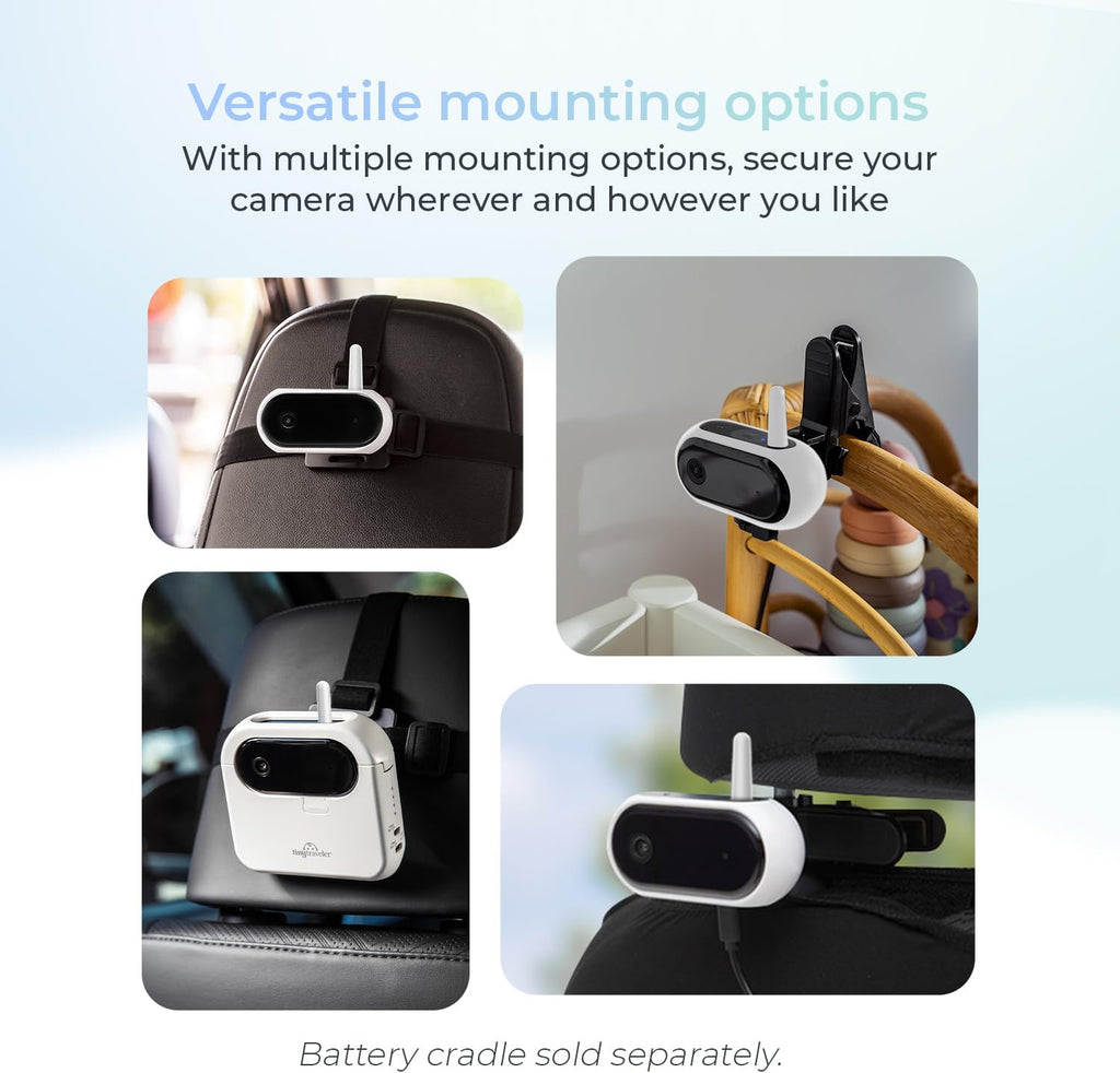 Tiny Traveler Add-On Ai Baby Car Camera – 1080P HD, Night Vision, 1000Ft Long Range, Night Light, Lullabies, Easy Install for Twins, 2 Kids, or Pets (Monitor Not Included)
