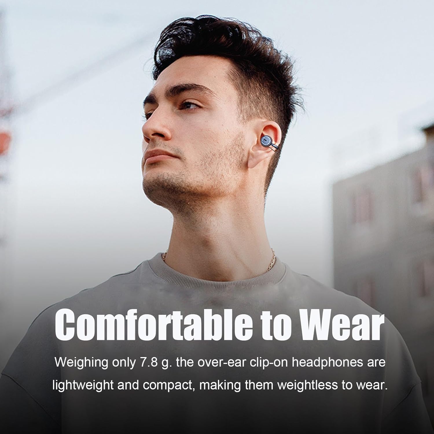 Clip On Headphones Open Earbuds Clip On Earbuds Open Ear Buds Wireless Bluetooth 5.3 Sport Earphones Built-In Mic 56H Playtime Charging Case Ipx5 Waterproof Ear Bud Wireless for Exercise white