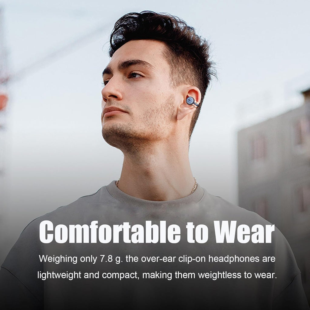 Clip On Headphones Open Earbuds Clip On Earbuds Open Ear Buds Wireless Bluetooth 5.3 Sport Earphones Built-In Mic 56H Playtime Charging Case Ipx5 Waterproof Ear Bud Wireless for Exercise blue