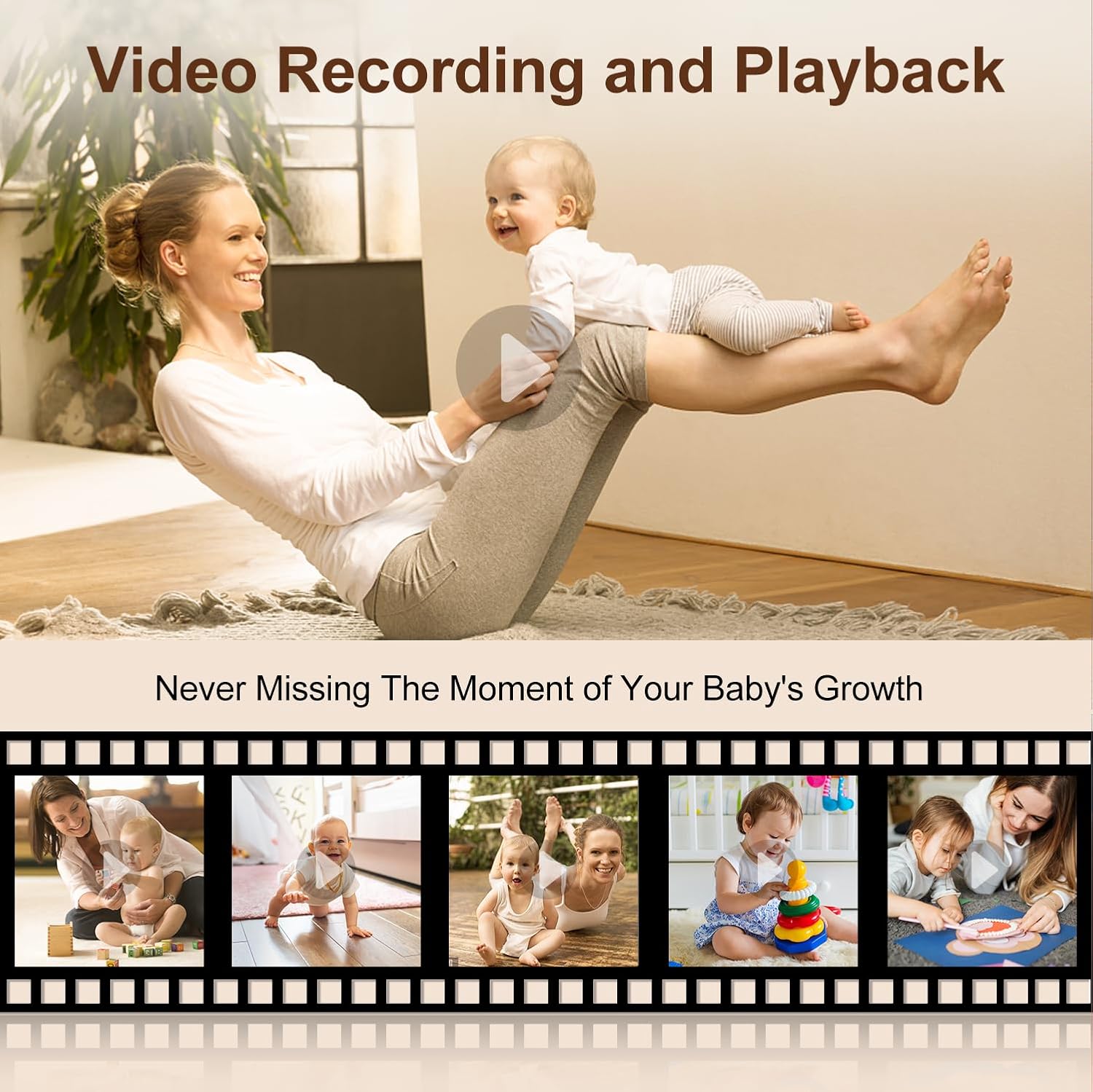 DEASON No WiFi Baby Monitor with Camera, 1080P Video, 5' Display, Secure Long Range 1200ft, 2-Way Talk, Night Vision, Temp & Sound Alert, White Noise, 64G Card