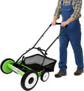 Push Reel Lawn Mower 16 inch, 5 Blades Manual Push Mower with Grass Catcher Bag, 1.34-2.52 in Adjustable Cutting Height for Small Medium Lawns, Yards, Driveways