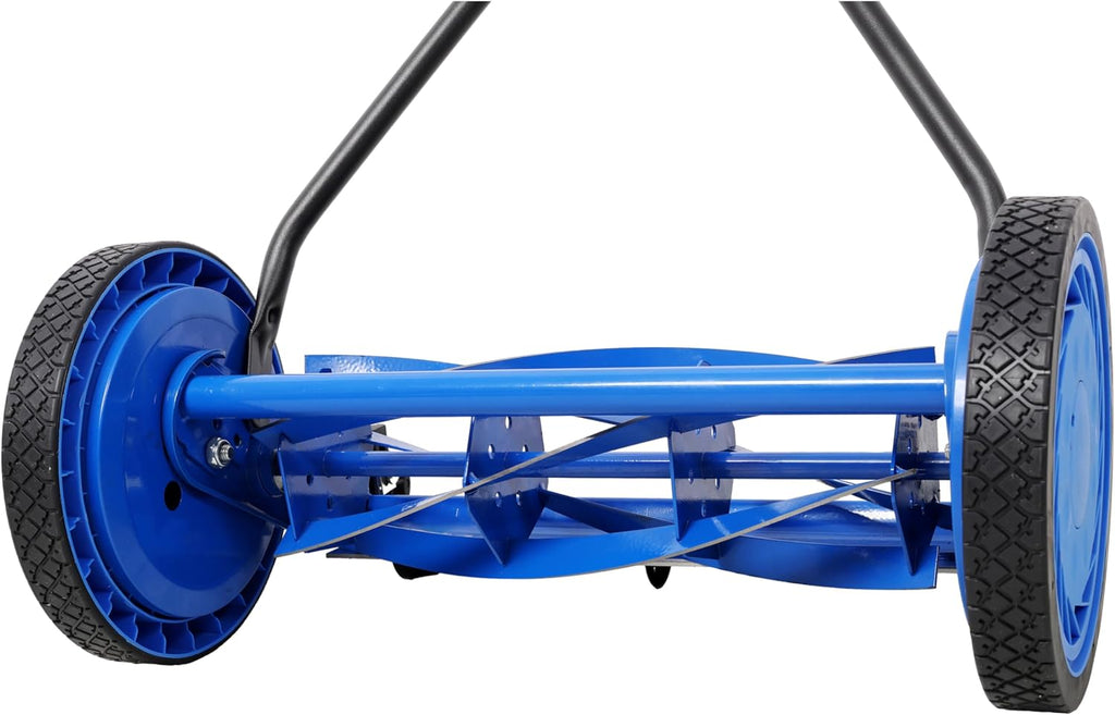 Family & Pet Safe Push Reel Mower 16', Manual Blue Lawn Cutter for a Healthy, Chemical-Free Yard - Perfect for Teaching Kids Lawn Care, Offers Light Exercise and a Pristine, Safe Grass Finish