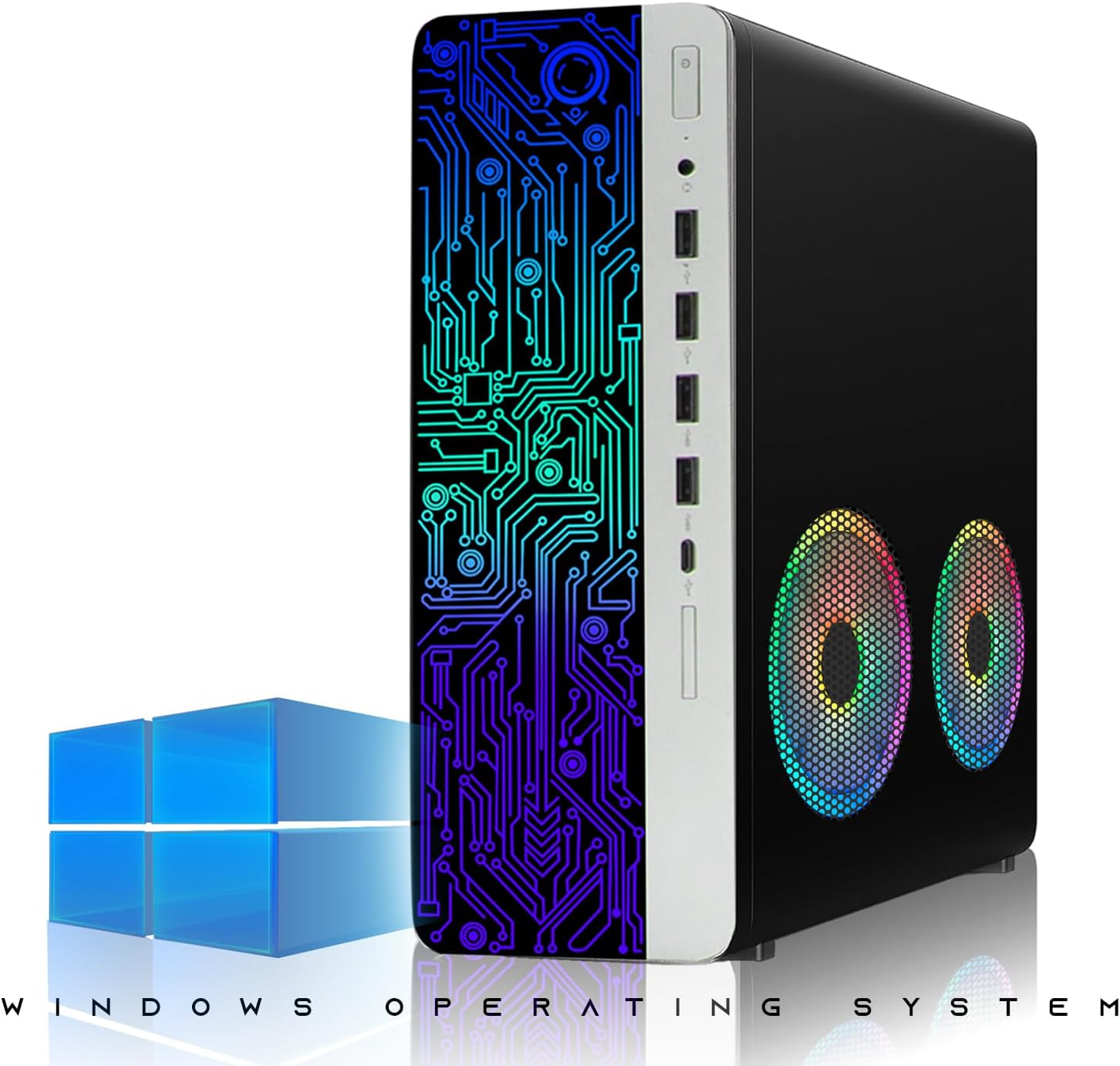 HP G4 Desktop Computer PC AMD Pro A10-9700 R7, 16GB RAM, 1TB SSD, 24-inch Curved Monitor, RGB Speaker, RGB Keyboard with AI-Enabled Copilot Key, Mouse, 2X ARGB Fan WiFi, Windows 11 (Renewed)