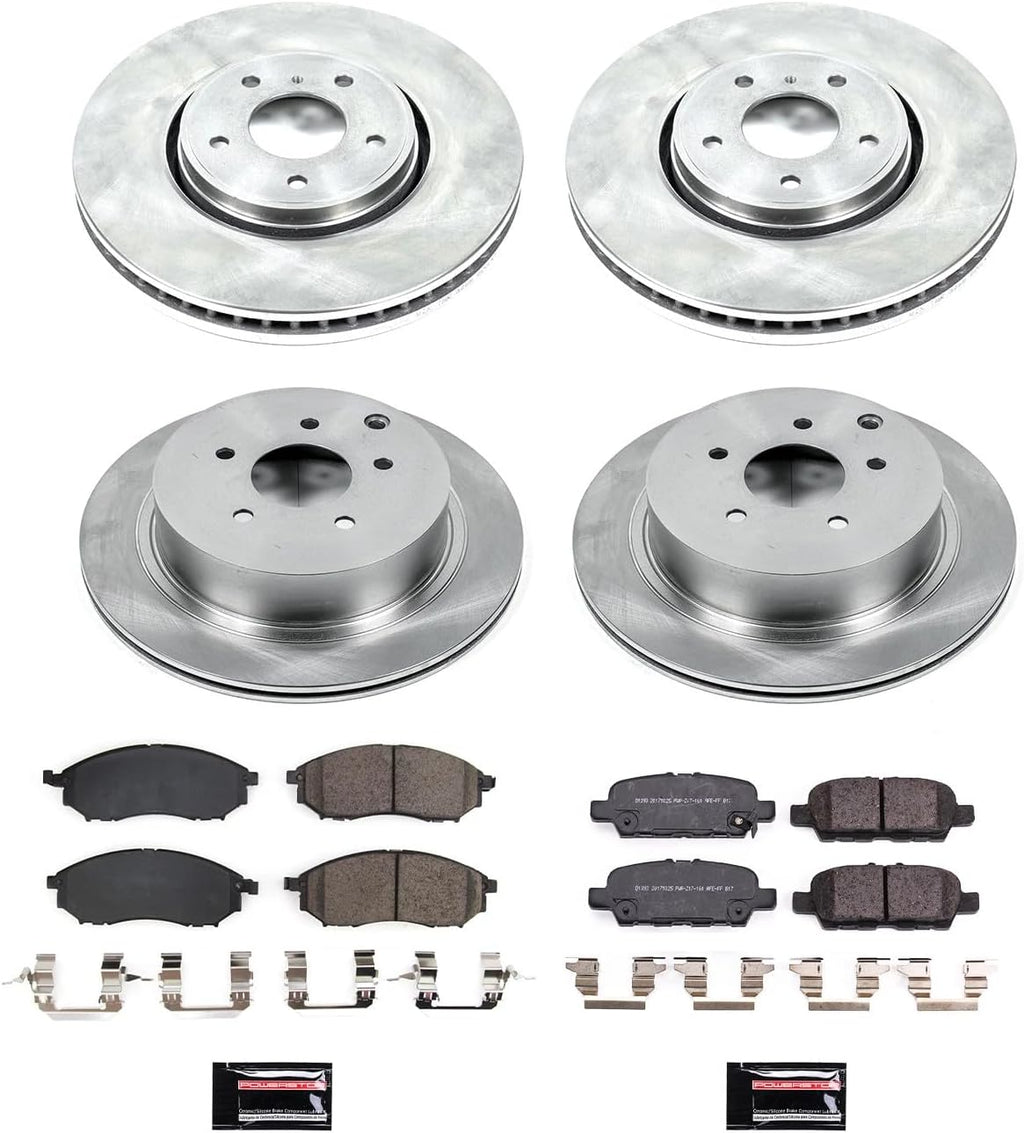 PowerStop Front and Rear Brake Kit for Infiniti FX35 2010-12 |FX37 2013 |QX70 2014 - Z17 Ceramic Brake Pads & Disc Rotors Replacement, KOE8878